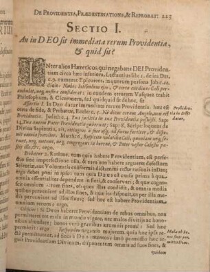 Sectio I. An in DEO sit immediata rerum Providentia, & quid sit?