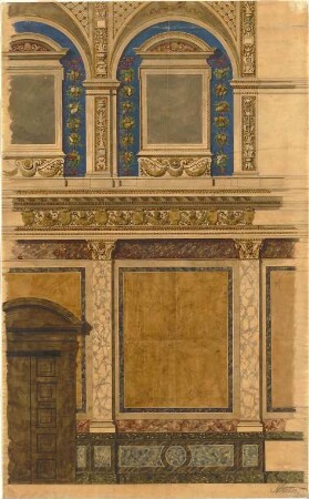 Neureuther, Gottfried von; München; Königlich - Bayerische Polytechnische Schule (TU) - Aula (Wandabwicklung)