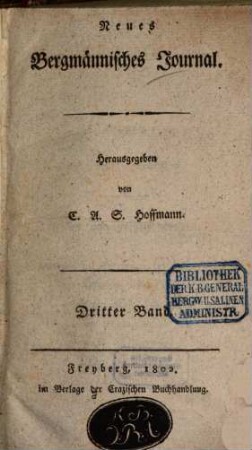 Neues bergmännisches Journal. 3. 1802