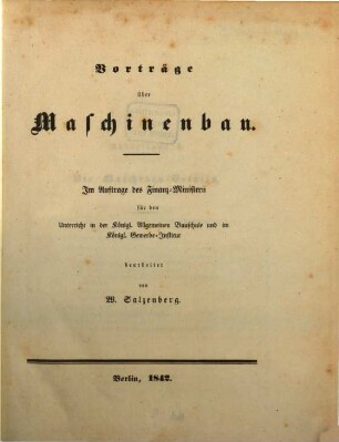 Vorträge über Maschinenbau