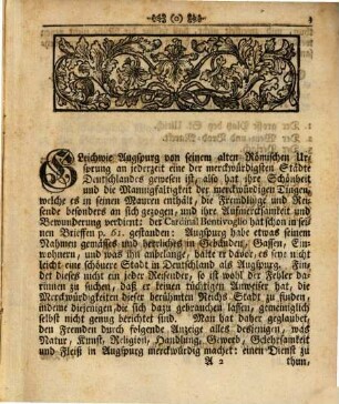 Die Vornehmste Merckwürdigkeiten, welche von Fremden und Reisenden in des Heil. Röm. Reichs Freyen Stadt Augspurg verdienen besehen und angemerckt zu werden