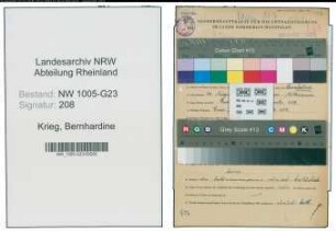 Entnazifizierung Bernhardine Krieg , geb. 16.08.1889 (Schneiderin)
