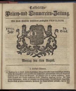 32. Stueck, Montag den 6ten August 1759