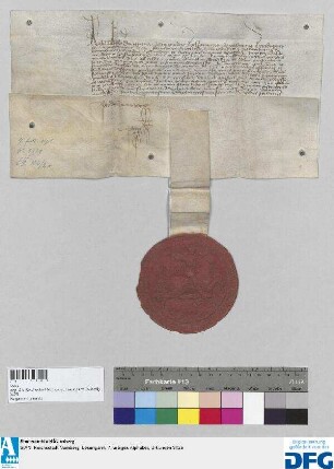 Herzog Karl von Burgund bestätigt den Empfang des von der Stadt Nürnberg jährlich ihm zu reichenden Jus und garantiert den Fortbestand der alten Handelsprivilegien der Nürnberger Kaufleute.