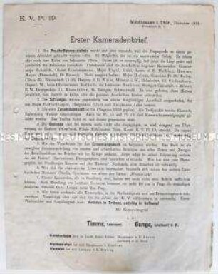 Rundschreiben und Mitgliederverzeichnis eines militärischen Traditionsvereins