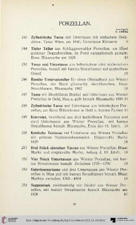 Porzellan (Nr. 243-326)