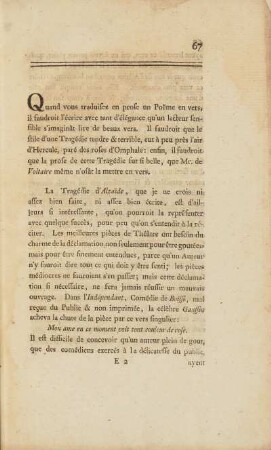 Quand vous traduisez en prose un Poëme en vers, ...