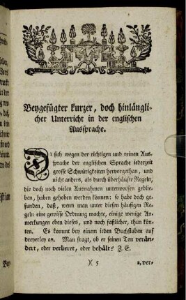 Beygefügter kurzer, doch hinlänglicher Unterricht in der englischen Aussprache.