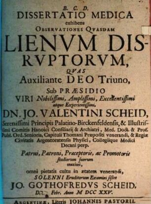 Diss. med. exhibens observationes quasdam lienum disruptorum