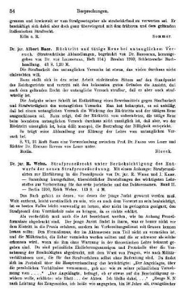 54, Albert Baer. Rücktritt und tätige Reue bei untauglichem Versuch. 1910