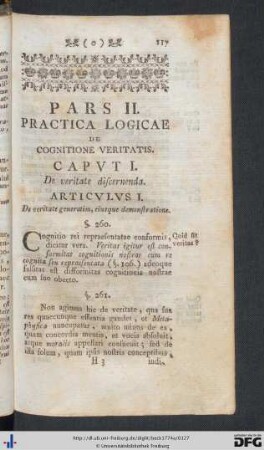 Pars II. Practica Logicae De Cognitione Veritatis.