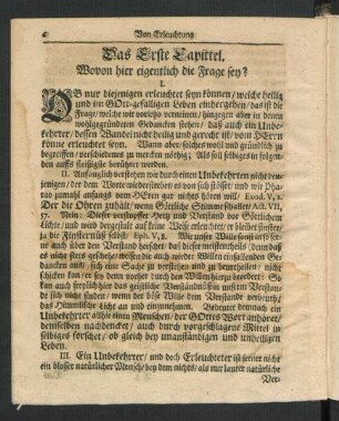 Das Erste Capittel. Wovon hier eigentlich die Frage sey?
