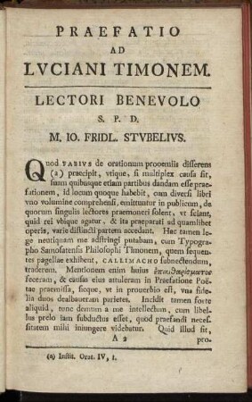 Praefatio Ad Luciani Timonem.