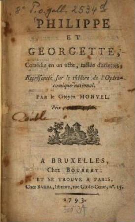 Philippe et Georgette : Comédie en un acte, mêlée d'ariettes
