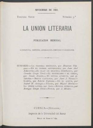 Número 5, Noviembre de 1903