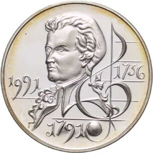 Medaille von Victor Huster auf den 200. Todestag von Wolfgang Amadeus Mozart