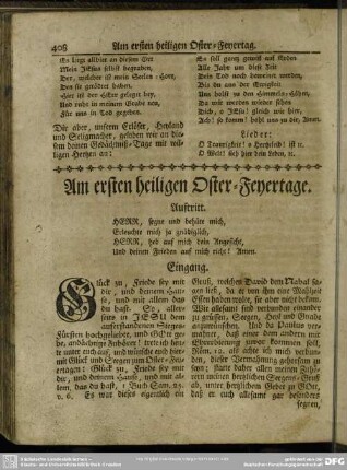 Am ersten heiligen Oster-Feyertage