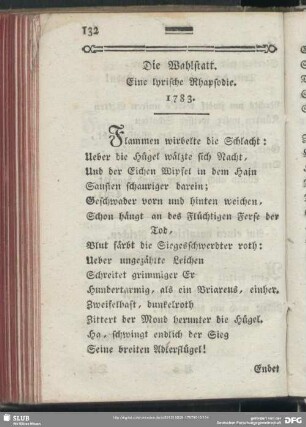 Die Wahlstatt : Eine lyrische Rhapsodie