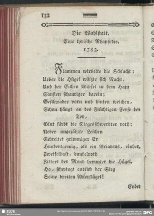 Die Wahlstatt : Eine lyrische Rhapsodie
