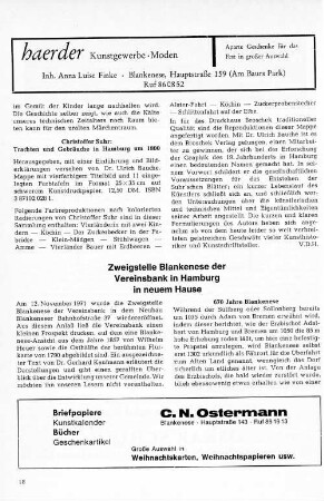 Zweigstelle Blankenese der Vereinsbank in Hamburg in neuem Hause