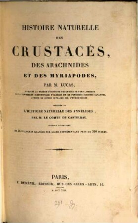 Histoire naturelle des crustacés, des arachnides et des myriapodes