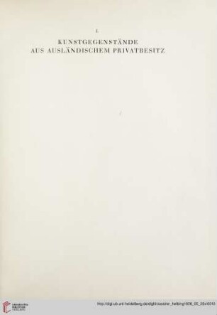 I. Kunstgegenstände aus ausländischem Privatbesitz