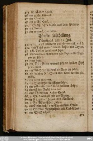 Fünfte Abtheilung. Dienstags am 31 Jul.