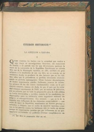 Estudios históricos : La anexión a España