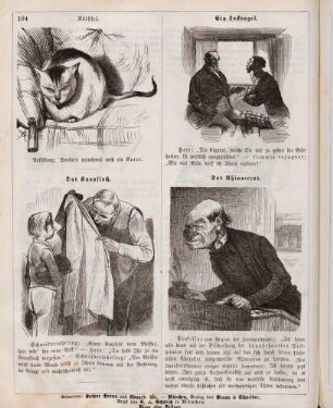 "Räthsel" "Das Knopfloch"" "Ein Lockvogel" "Das Rhinoceros"