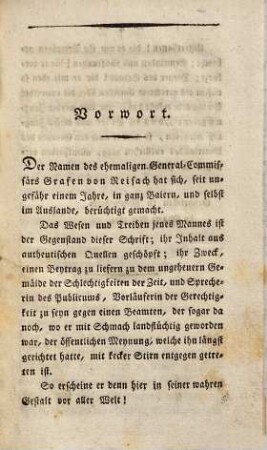 Carl August von Reisach, Graf von Steinberg, Ex-General-Commissär seiner Majestät des Königs von Baiern : ein Character-Gemälde, nach dem Leben treu gezeichnet