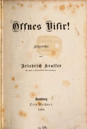 Offnes Visir! : Zeitgedichte