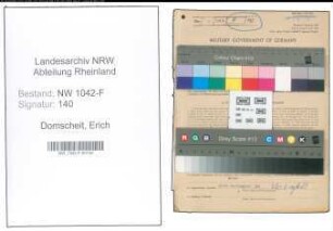 Entnazifizierung Erich Domscheit , geb. 20.02.1901 (Zollbeamter)