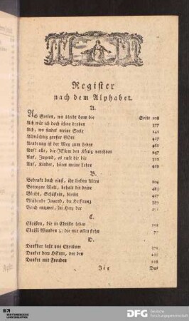 Register nach dem Alphabet.
