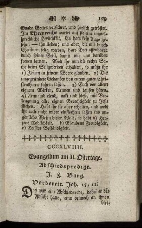 CCCXLVIIII. Evangelium am II. Ostertage. Abschiedspredigt.
