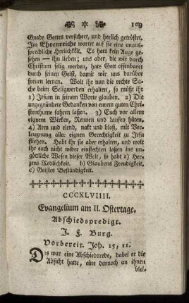 CCCXLVIIII. Evangelium am II. Ostertage. Abschiedspredigt.