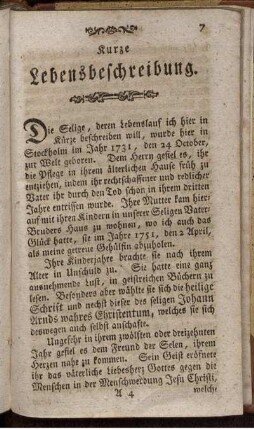 Kurze Lebensbeschreibung.