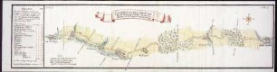 Geometrischer Plan der Straße von Riedlingen über Langenenslingen und Hitzkofen nach Sigmaringen, mit Entfernungsangabe von Ort zu Ort