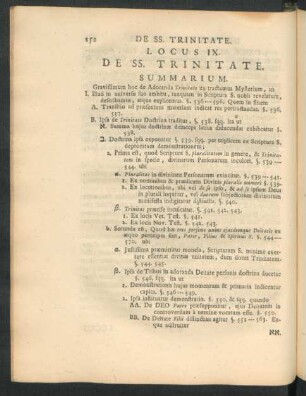 Locus IX. De SS. Trinitate