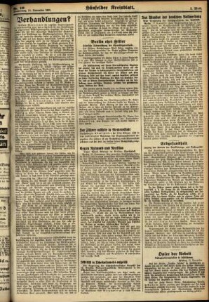 Zweite Ausgabe vom Donnerstag, den 16. November 1933.