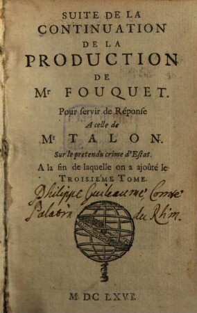 Recueil Des Defenses De Mr. Fouquet. [8] = Tome 3 de la suite, Suite De La Continuation De La Production ...