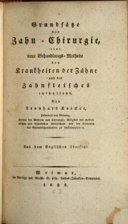 Grundsätze der Zahn-chirurgie