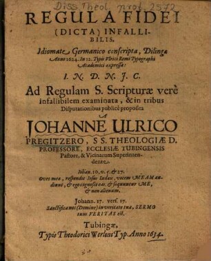 Regula Fidei (Dicta) Infallibilis
