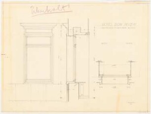 Park Hotel, Posen: Restaurant-Fenster: Grundriss, Ansicht, Schnitt 1:10