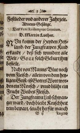 Festlieder und anderer Jahrzeit. Advents Gesänge.
