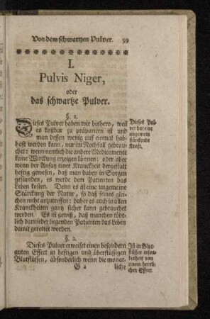 I. Pulvis Niger, oder das schwartze Pulver.