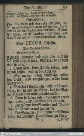 Der LXXXIII. Psalm : Der Gottlosen Bund