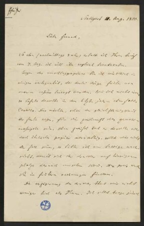 Brief vom 11. August 1850