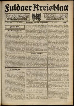 Zweite Ausgabe vom Donnerstag, den 12. September 1912.