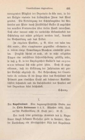 491-493 [Rezension] Rottmanner, Odilo, Der Augustinismus
