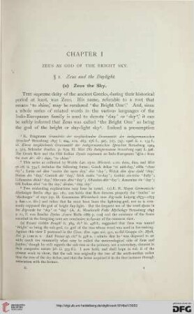 Chapter I: Zeus as god of the bright sky
